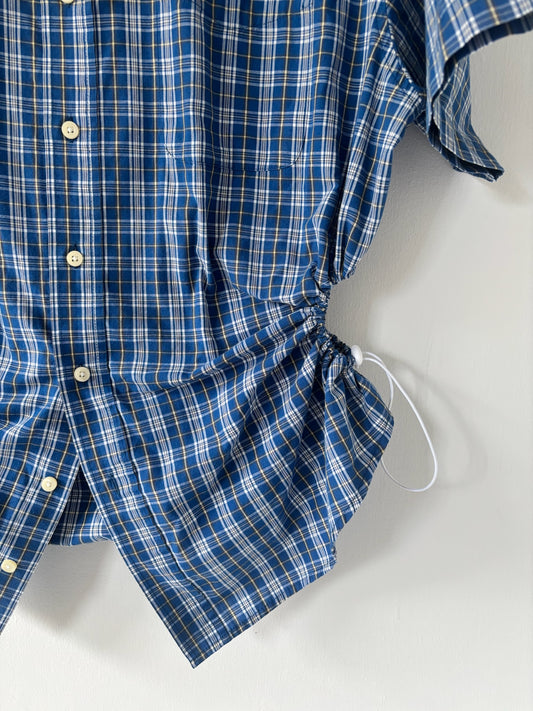 L/XL Nena Hansen Bungee Shirt Short Sleeve - Blue Plaid