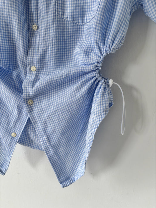 S/M Nena Hansen Bungee Shirt Short Sleeve - Blue Check