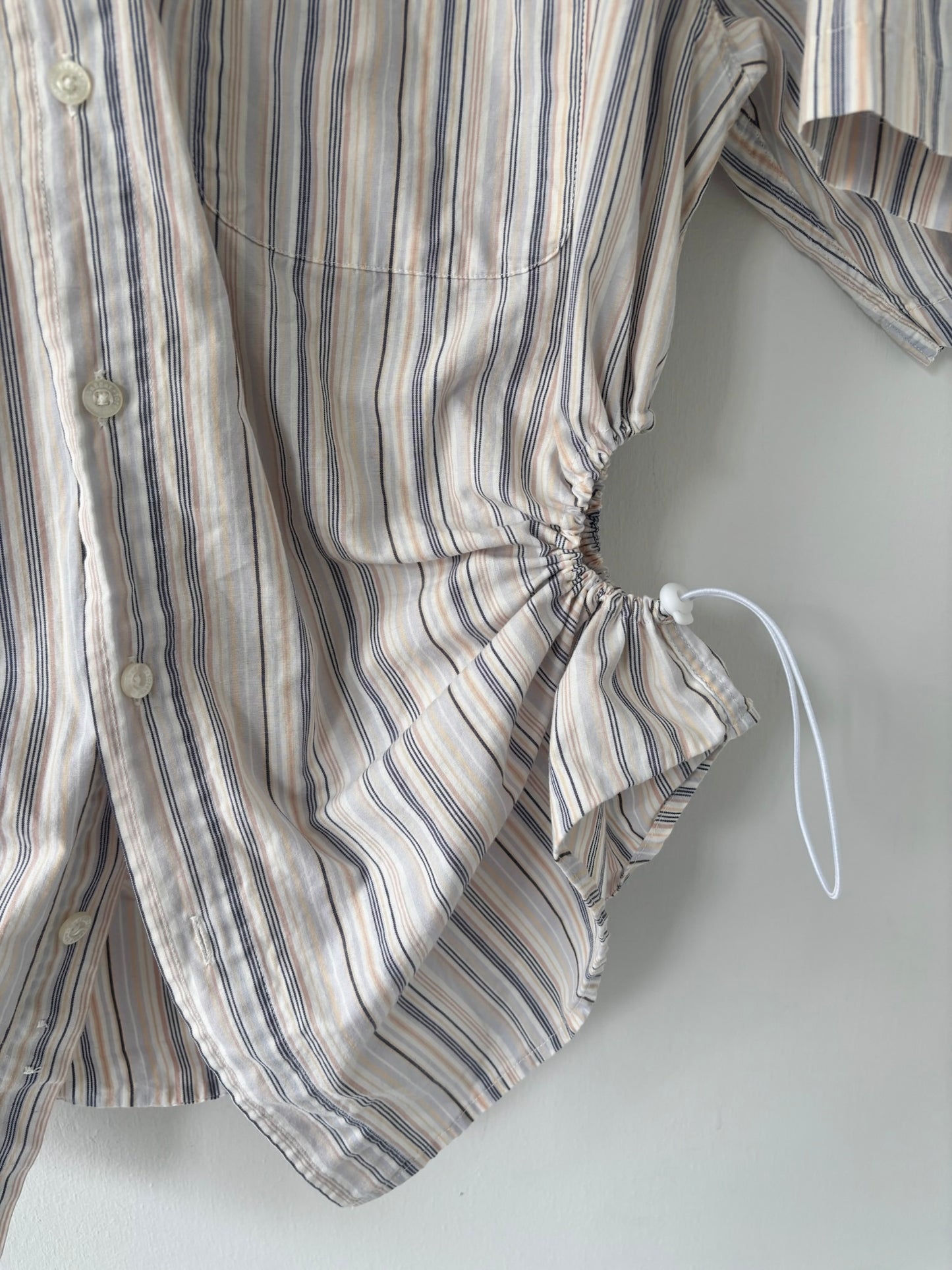 M/L Nena Hansen Bungee Shirt Short Sleeve - Beige Mixed Stripe