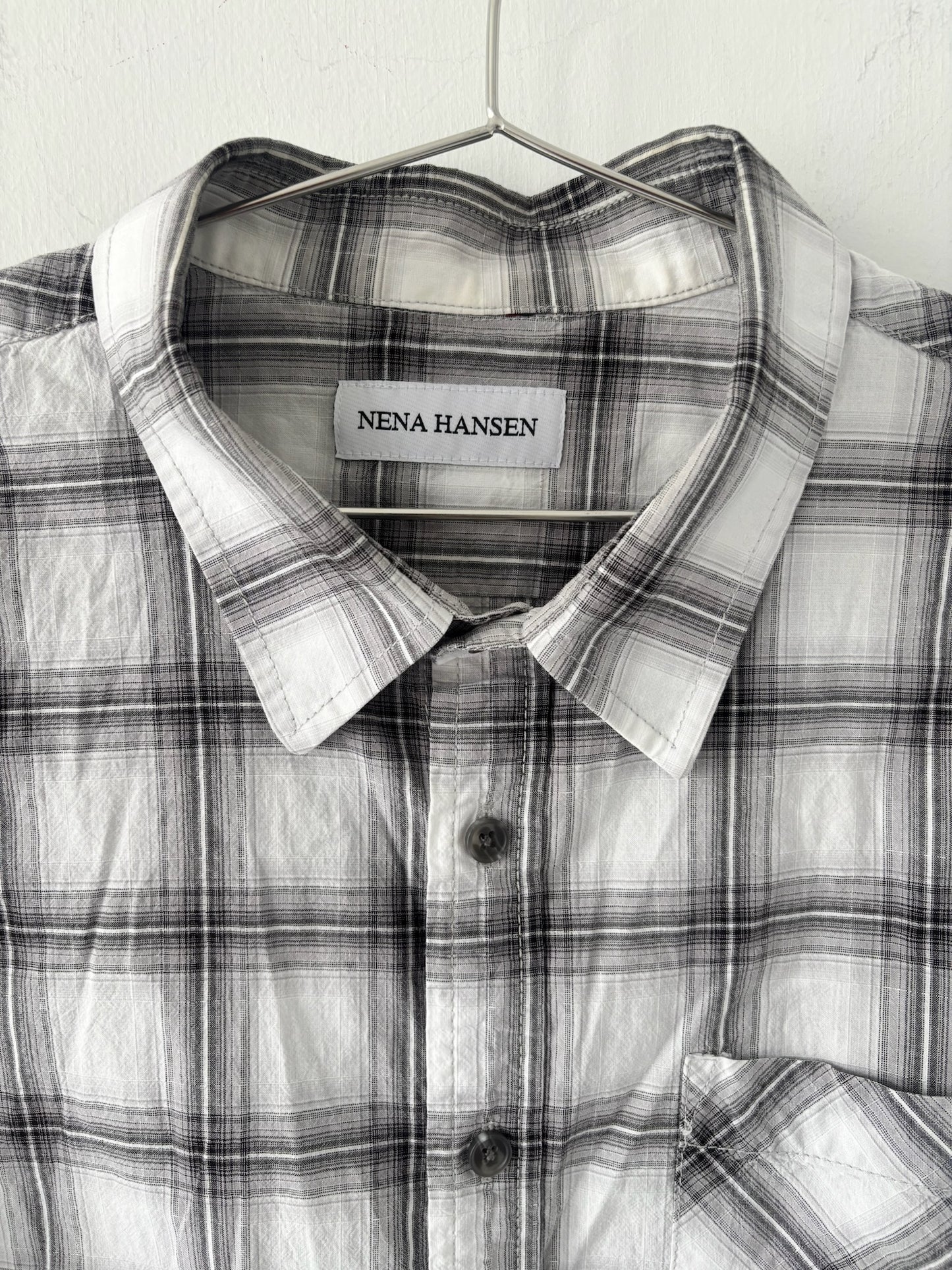 L Nena Hansen Bungee Shirt Short Sleeve - Grey Plaid