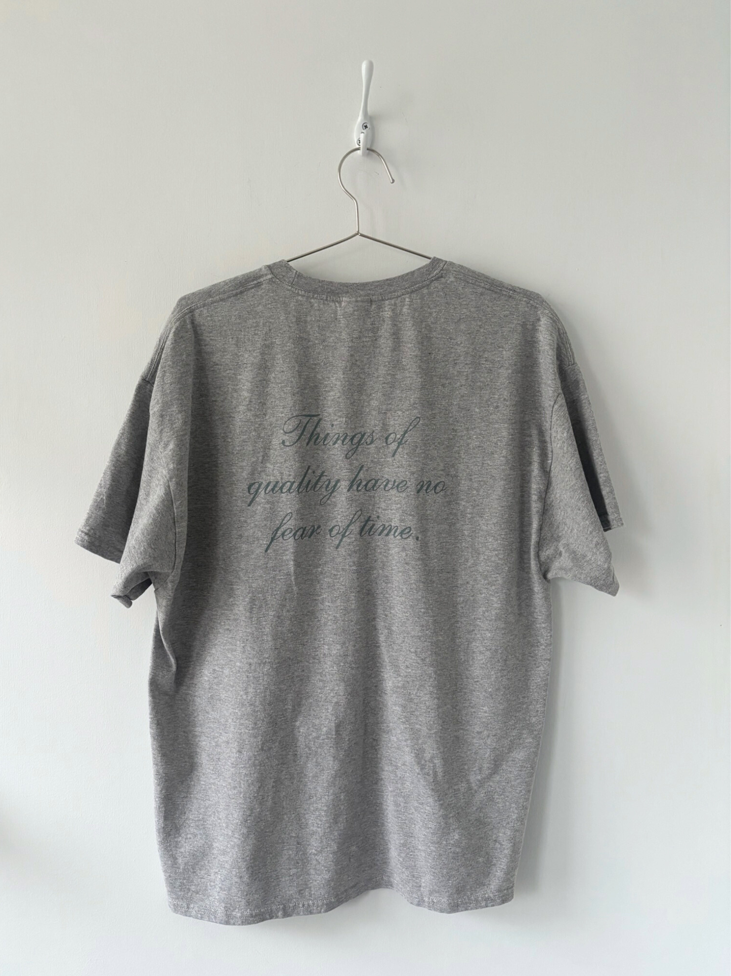 XL Hand-Silkscreened Cotton Unisex Tee - Heather Grey