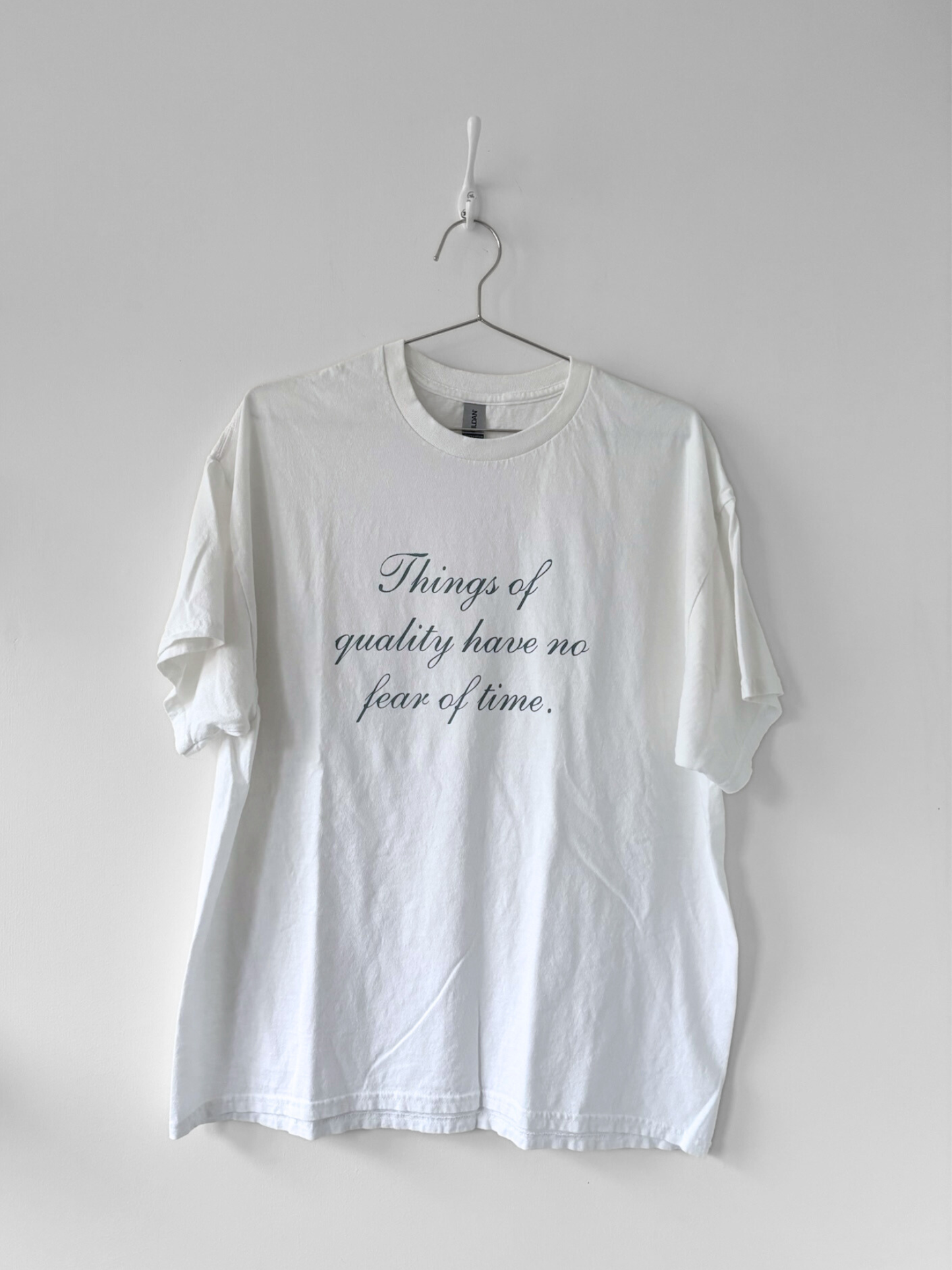 XL Hand-Silkscreened Cotton Unisex Tee - White