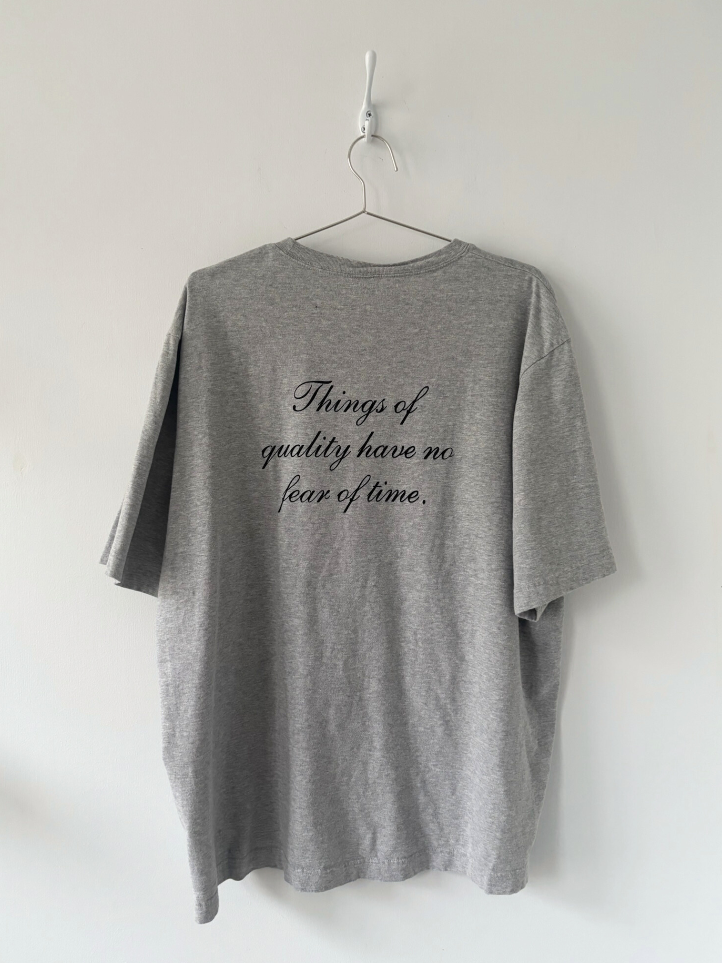 XL Hand-Silkscreened Cotton Unisex Tee - Heather Grey