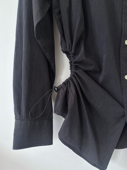 L Nena Hansen Bungee Shirt - Black Pinstripe