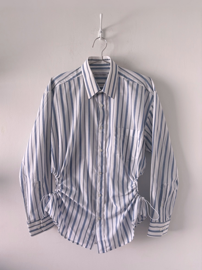 L Nena Hansen Bungee Shirt - White Blue Grey Stripe