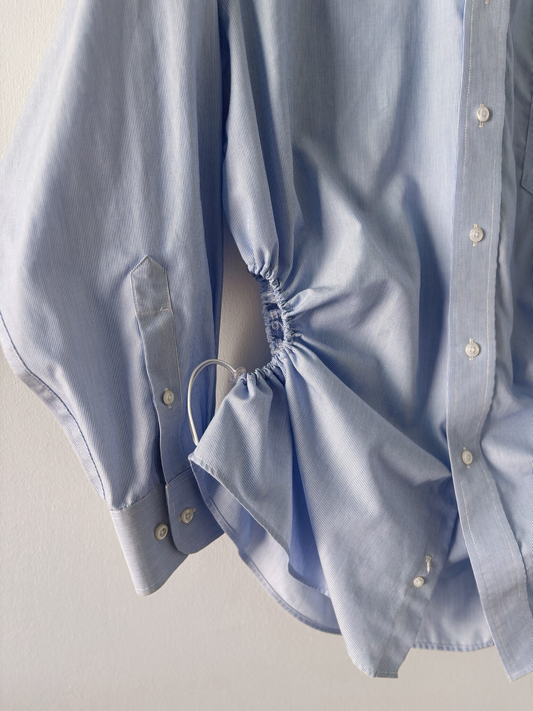 L Nena Hansen Bungee Shirt - Light Blue Pin Stripe