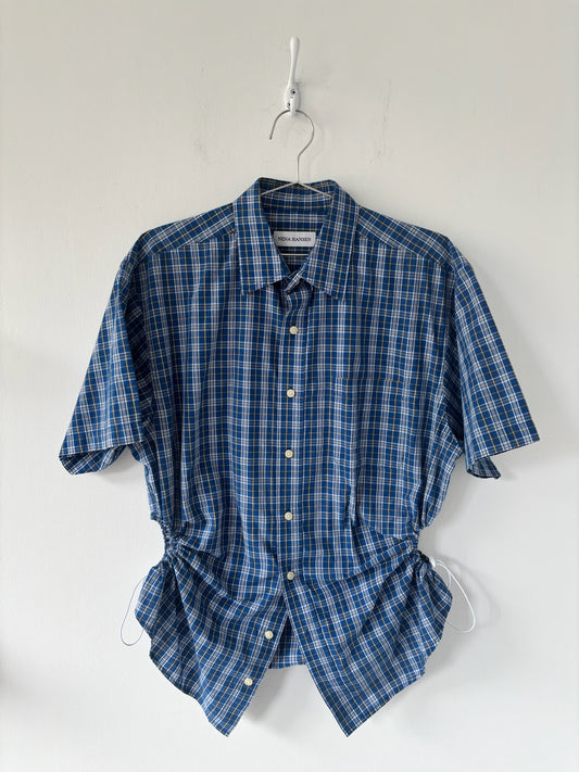 L/XL Nena Hansen Bungee Shirt Short Sleeve - Blue Plaid