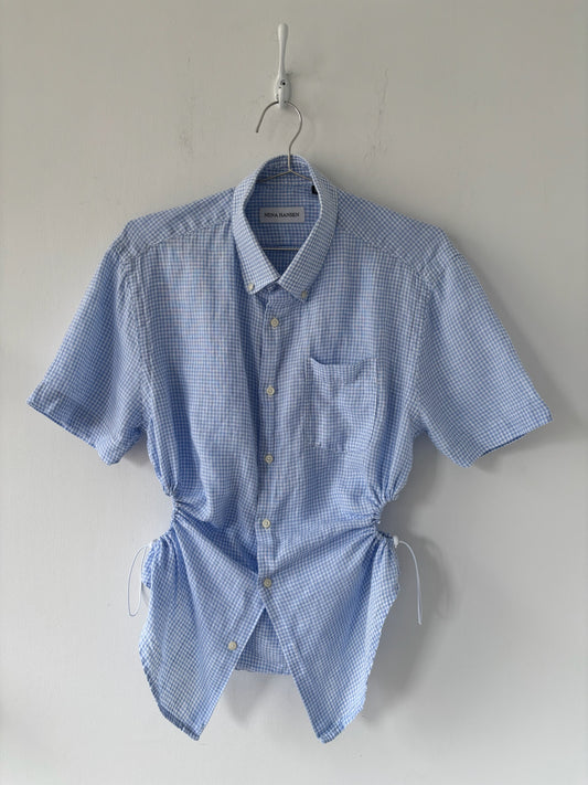 S/M Nena Hansen Bungee Shirt Short Sleeve - Blue Check