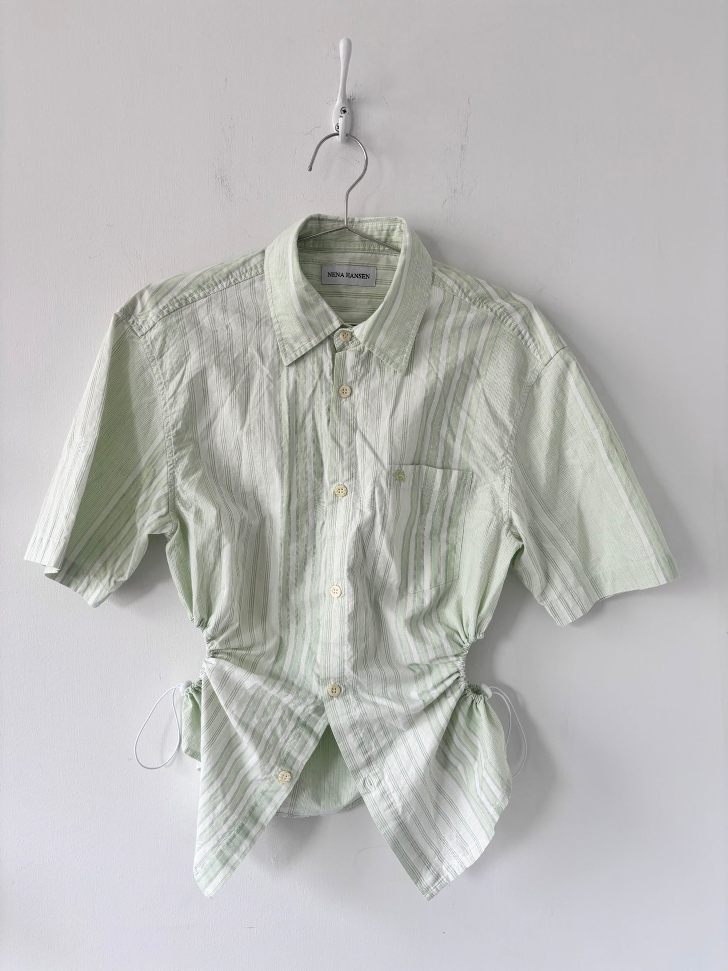 S Nena Hansen Bungee Shirt Short Sleeve - Light Green Mixed Stripe