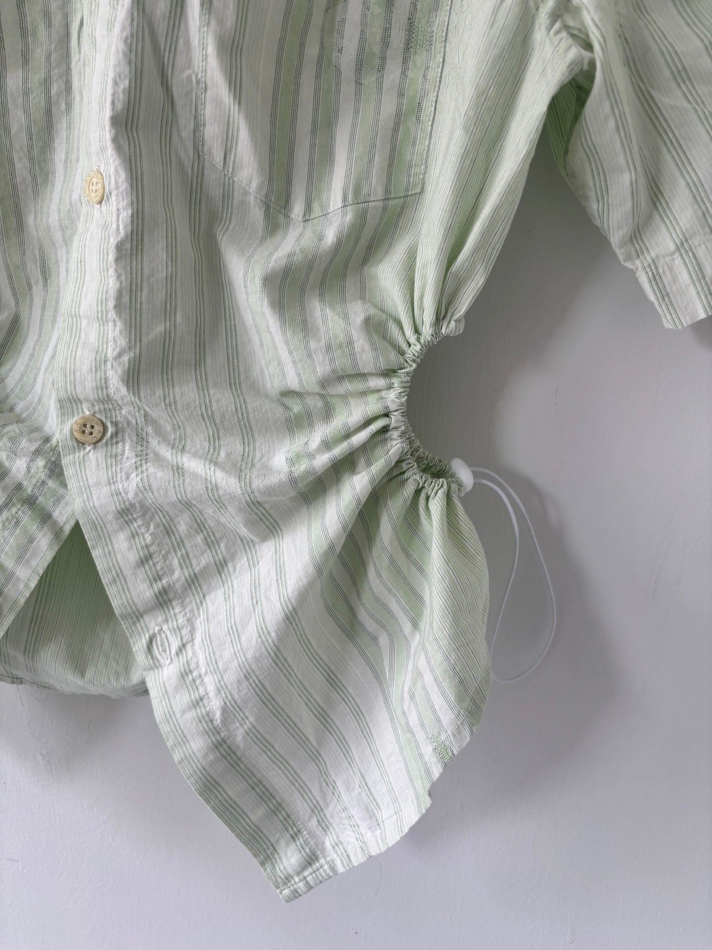 S Nena Hansen Bungee Shirt Short Sleeve - Light Green Mixed Stripe
