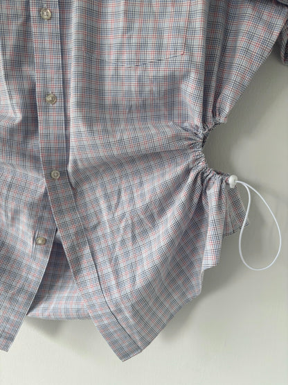 L/XL Nena Hansen Bungee Shirt Short Sleeve - Red Blue Plaid