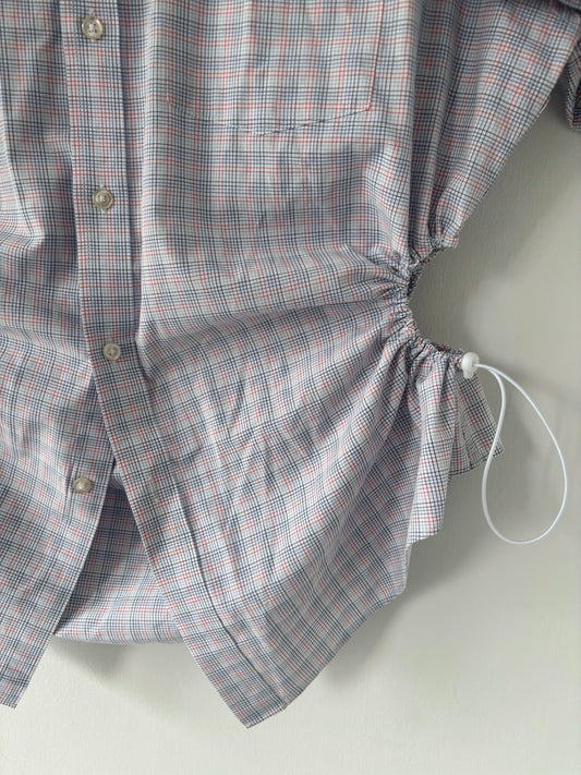 L/XL Nena Hansen Bungee Shirt Short Sleeve - Red Blue Plaid
