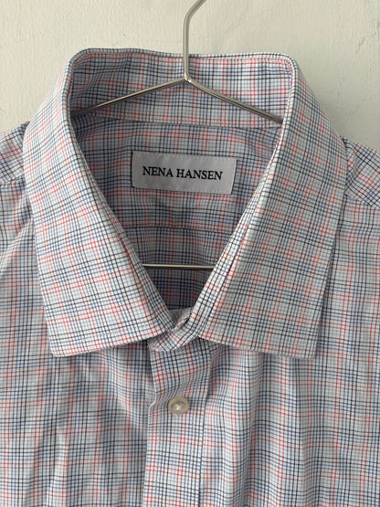 L/XL Nena Hansen Bungee Shirt Short Sleeve - Red Blue Plaid