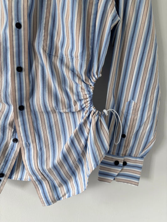 M/L Nena Hansen Bungee Shirt - Blue Beige Stripe