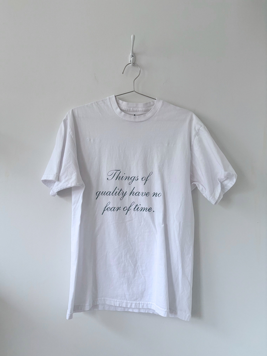 L Hand-Silkscreened Cotton Unisex Tee - White (Front Print)