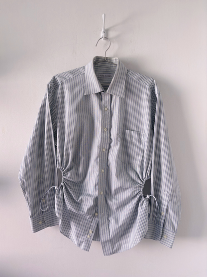 L Nena Hansen Bungee Shirt - Blue Green Pin Stripe