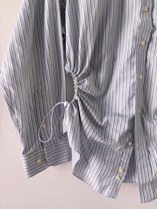 L Nena Hansen Bungee Shirt - Blue Green Pin Stripe