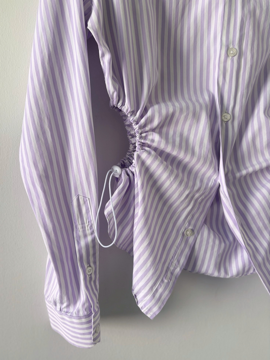 S/M Nena Hansen Bungee Shirt - Pale Purple White Stripe