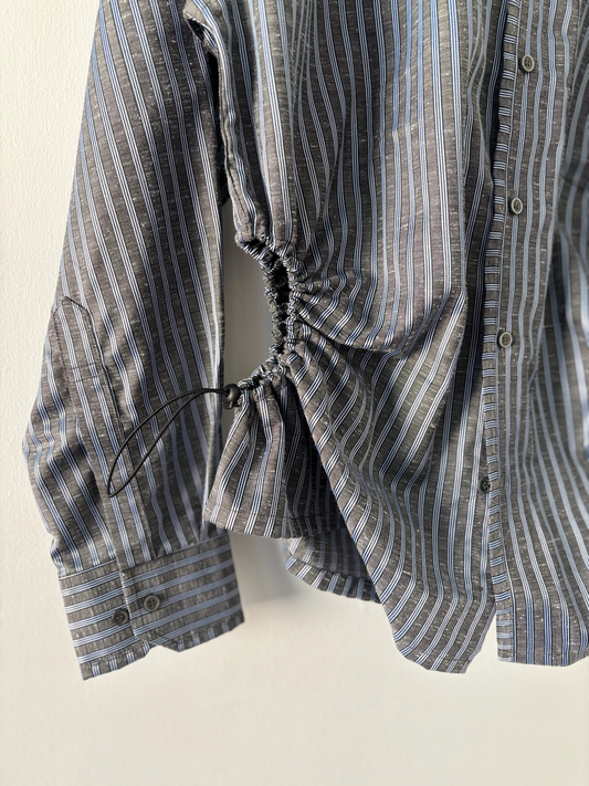 L Nena Hansen Bungee Shirt - Charcoal Blue Stripe