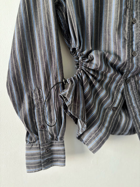 S Nena Hansen Bungee Shirt - Charcoal Blue Mixed Stripe