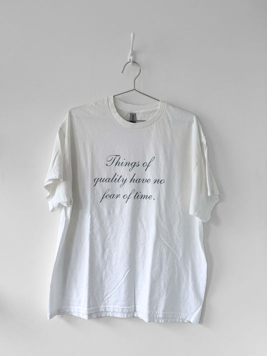 XL Hand-Silkscreened Cotton Unisex Tee - White