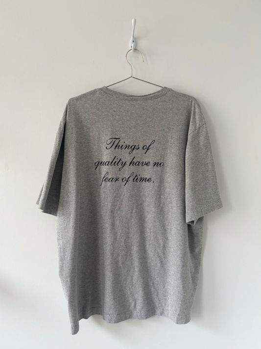 XL Hand-Silkscreened Cotton Unisex Tee - Heather Grey