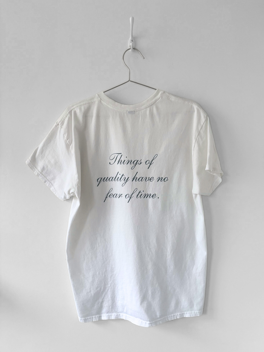 L Hand-Silkscreened Cotton Unisex Tee - White