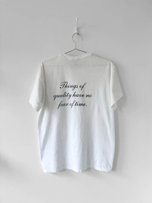 L Hand-Silkscreened Cotton Unisex Tee - White