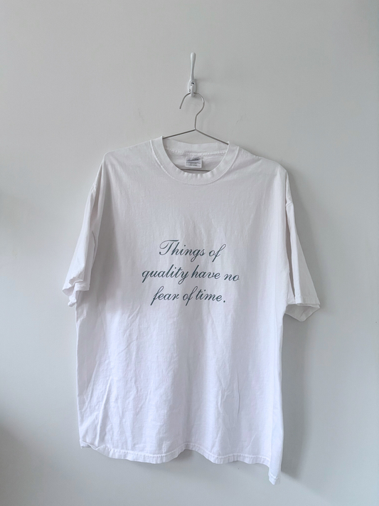XL Hand-Silkscreened Cotton Unisex Tee - White (Front Print)