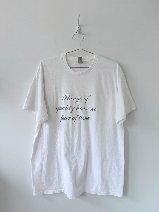 XL Hand-Silkscreened Cotton Unisex Tee - White (Front Print)