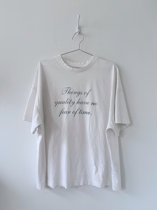 XL Hand-Silkscreened Cotton Unisex Tee - White (Front Print)